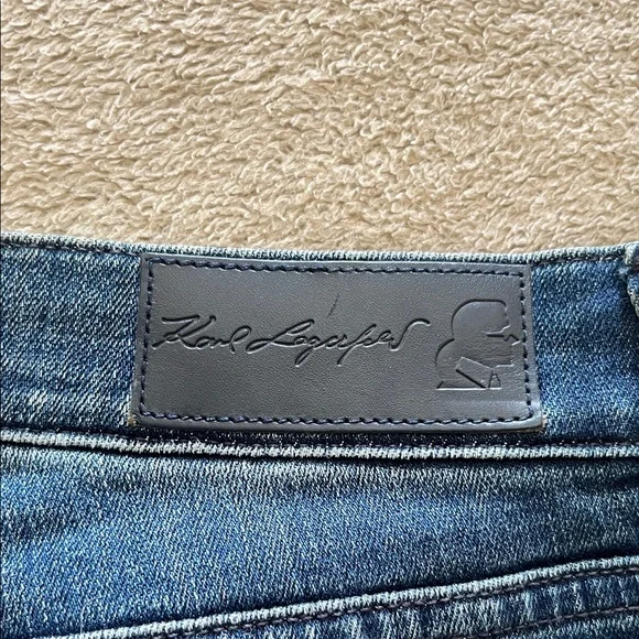 Karl Lagerfeld Dark Blue Skinny Jeans with Pearl Studs - Picture 6 of 6